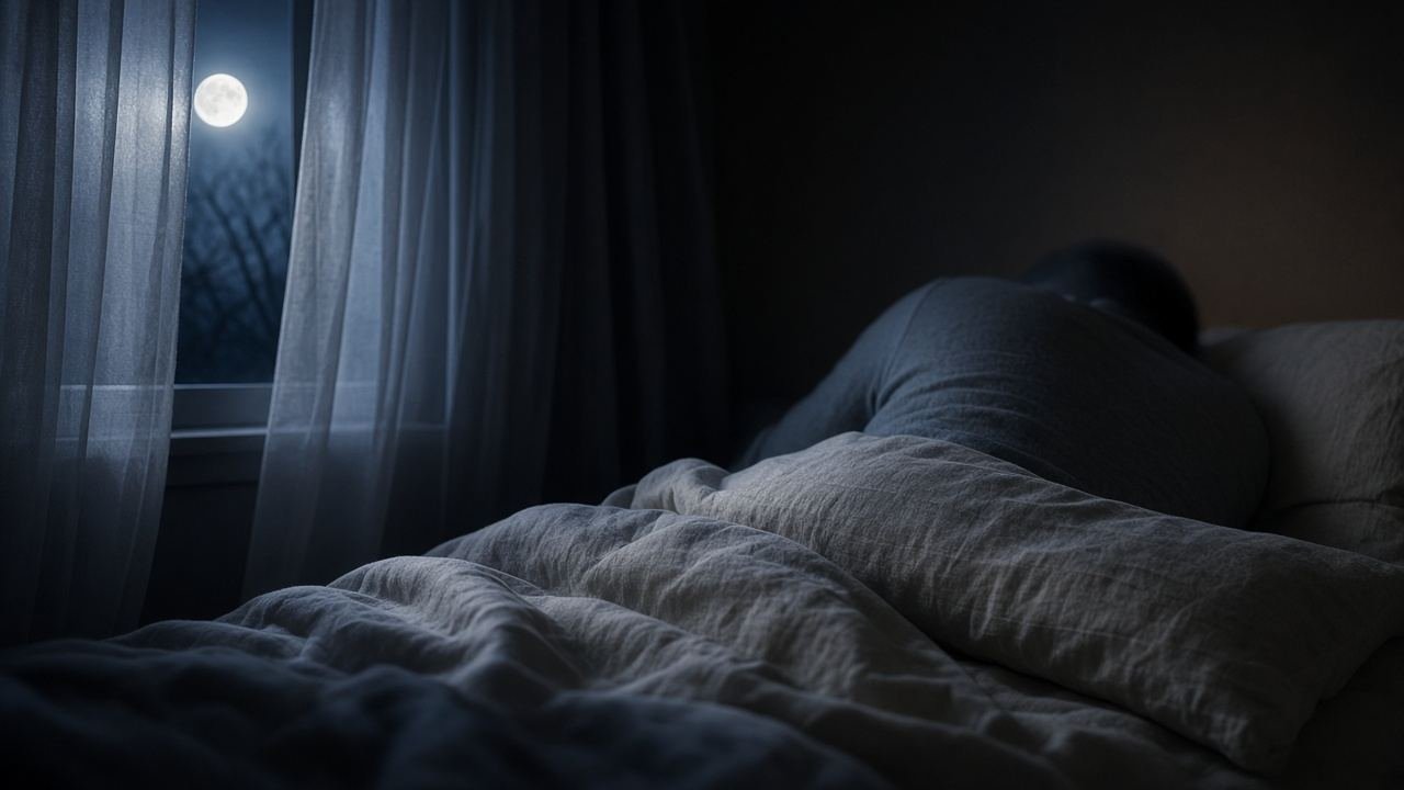 أوضة نوم هادية ونور القمر على السرير